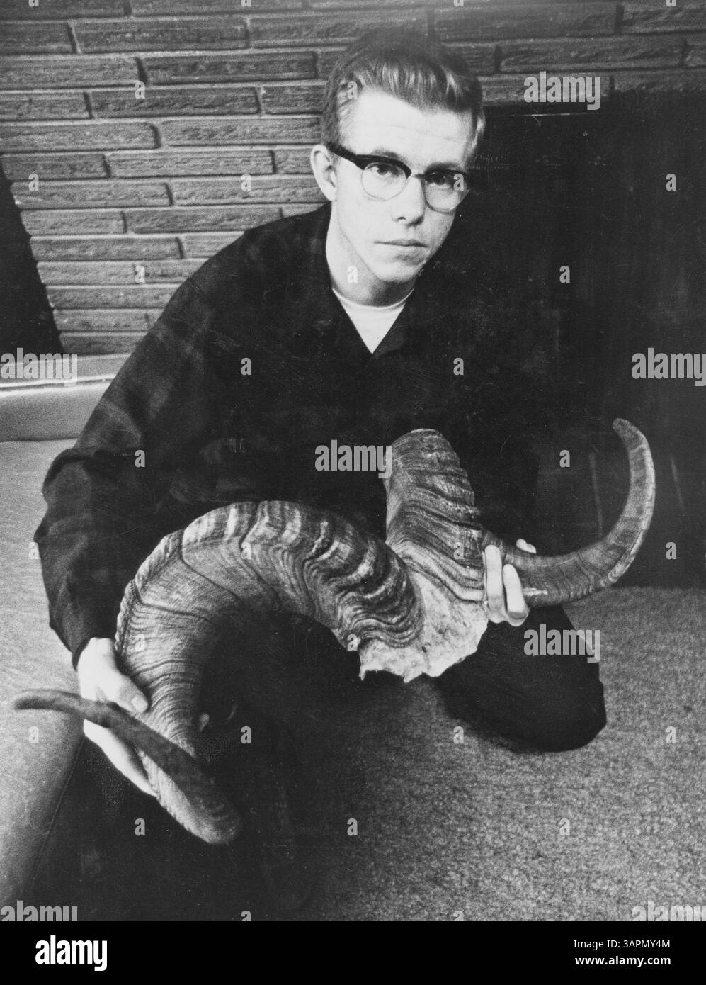 1 ottobre 1971 - Anchoarage, AK, USA - condannato il serial killer Robert Hansen con le corna di una pecora da lui uccisa. (Immagine di credito: © Anchorage Daily News/MCT/ZUMAPRESS.com) Foto Stock