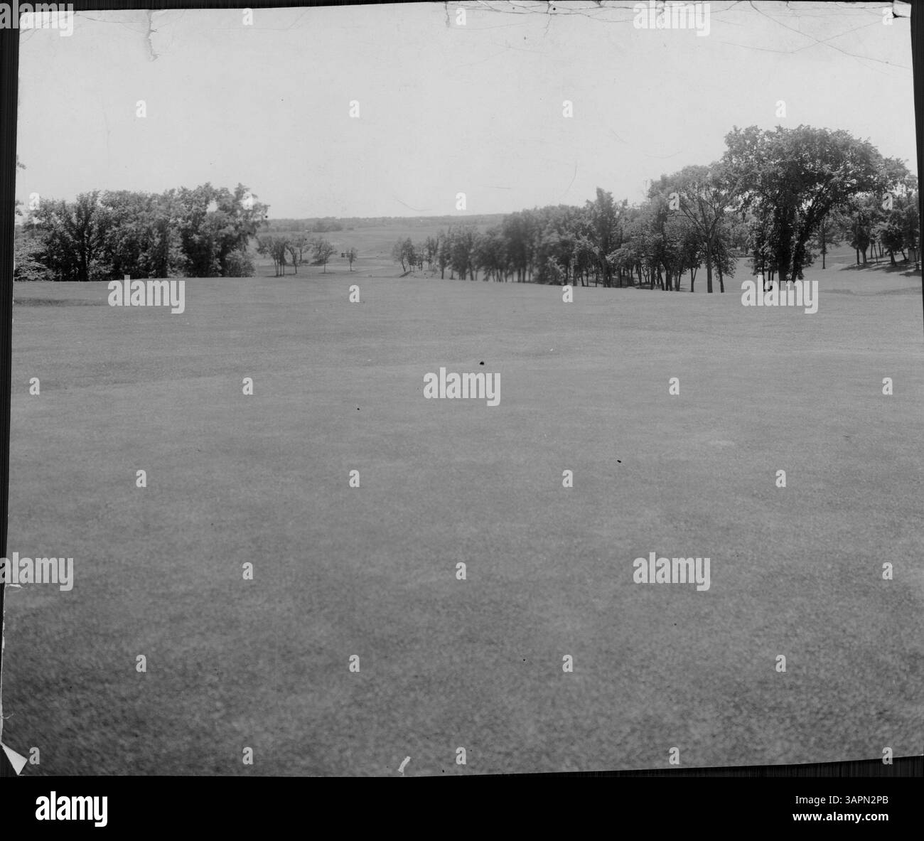Questa immagine mostra la vista dal settimo tee del campo da golf Minikahda, offrendo una vista panoramica del campo e dei suoi dintorni. Foto Stock