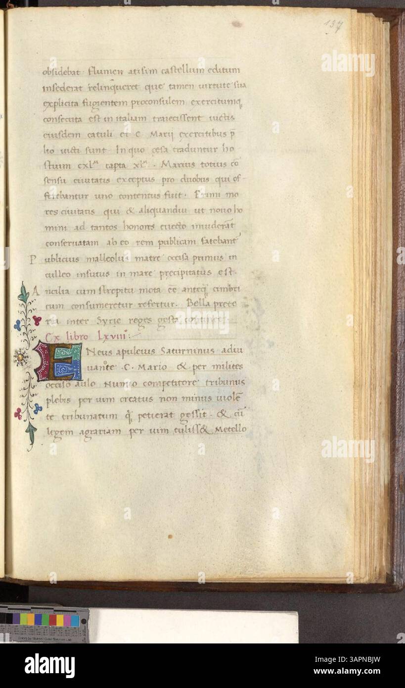 L'epitome della storia romana, insieme alla prospettiva di Sesto Ruffus sulla storia di Roma di Livio, offre una rivisitazione condensata ma approfondita dell'evoluzione di Roma, dalla sua mitica fondazione all'apice del suo impero. Descrive in dettaglio i cambiamenti politici significativi, le operazioni militari e i cambiamenti sociali. Foto Stock