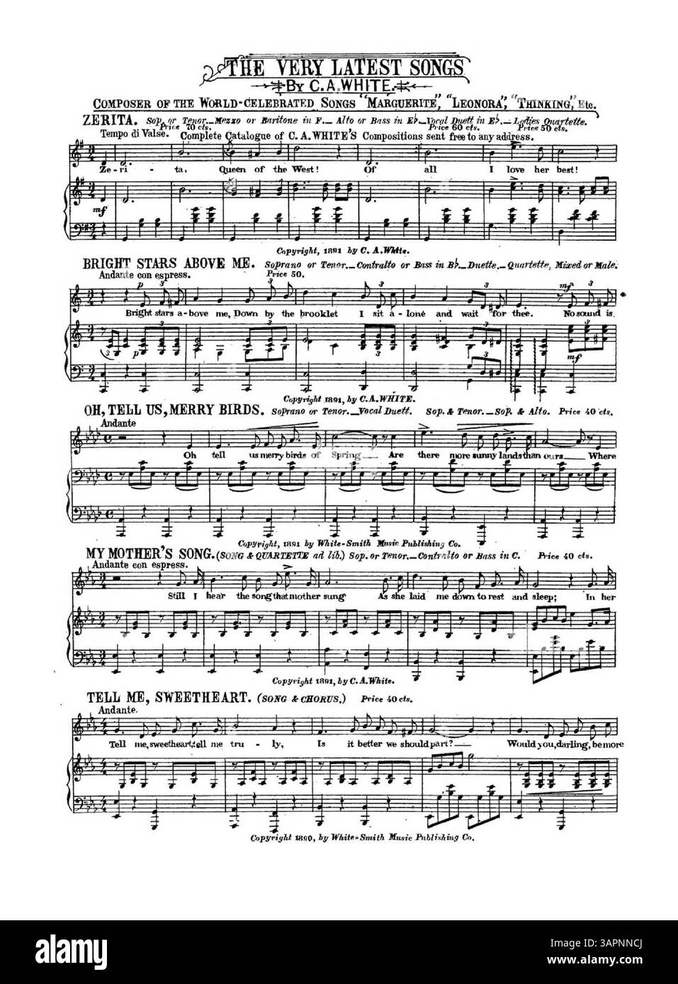 La copertina di "Queen of the Night" da University of Oregon Libraries vede la signora Jane Sloman Torry, autrice di "Poem of Love", "carina" e "Drifting Away". Include testo in inglese e italiano, targa numero 1773, e la quarta di copertina pubblicizza brani musicali da "The Very Latest Songs by C.A. White". Foto Stock