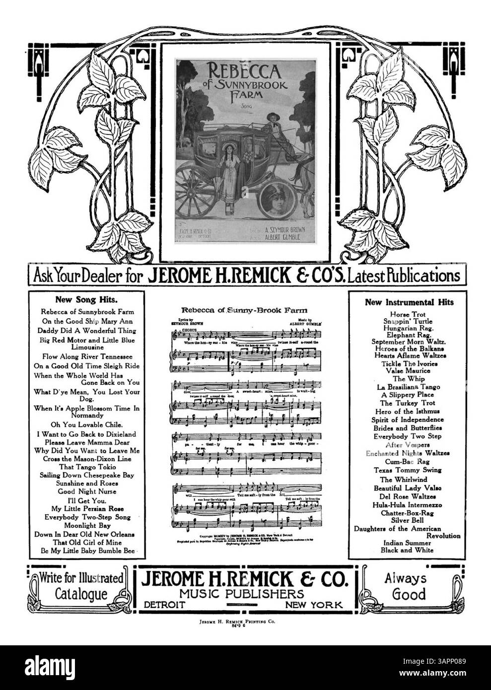 Questa edizione di "The Good Ship Mary Ann" contiene una pubblicità in copertina per il musical "Rebecca of Sunny-Brook Farm". Foto Stock