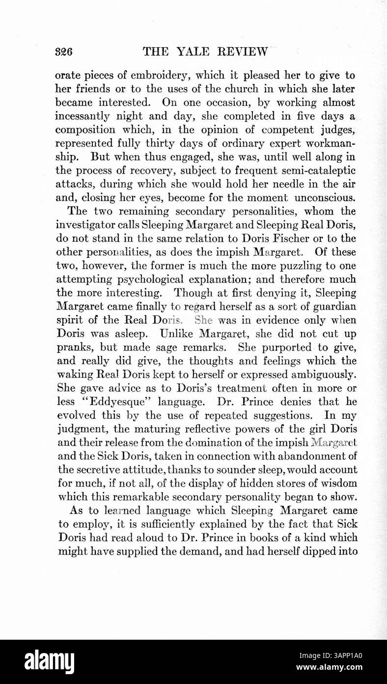 Le molteplici personalità di Doris Fischer si svilupparono da crisi come l'abuso di alcol di suo padre e la morte di sua madre. Le caratteristiche fisiche e comportamentali di ciascuna personalità vengono esaminate, con particolare attenzione al trattamento di successo osservato nel corso di tre anni dal medico curante. Foto Stock