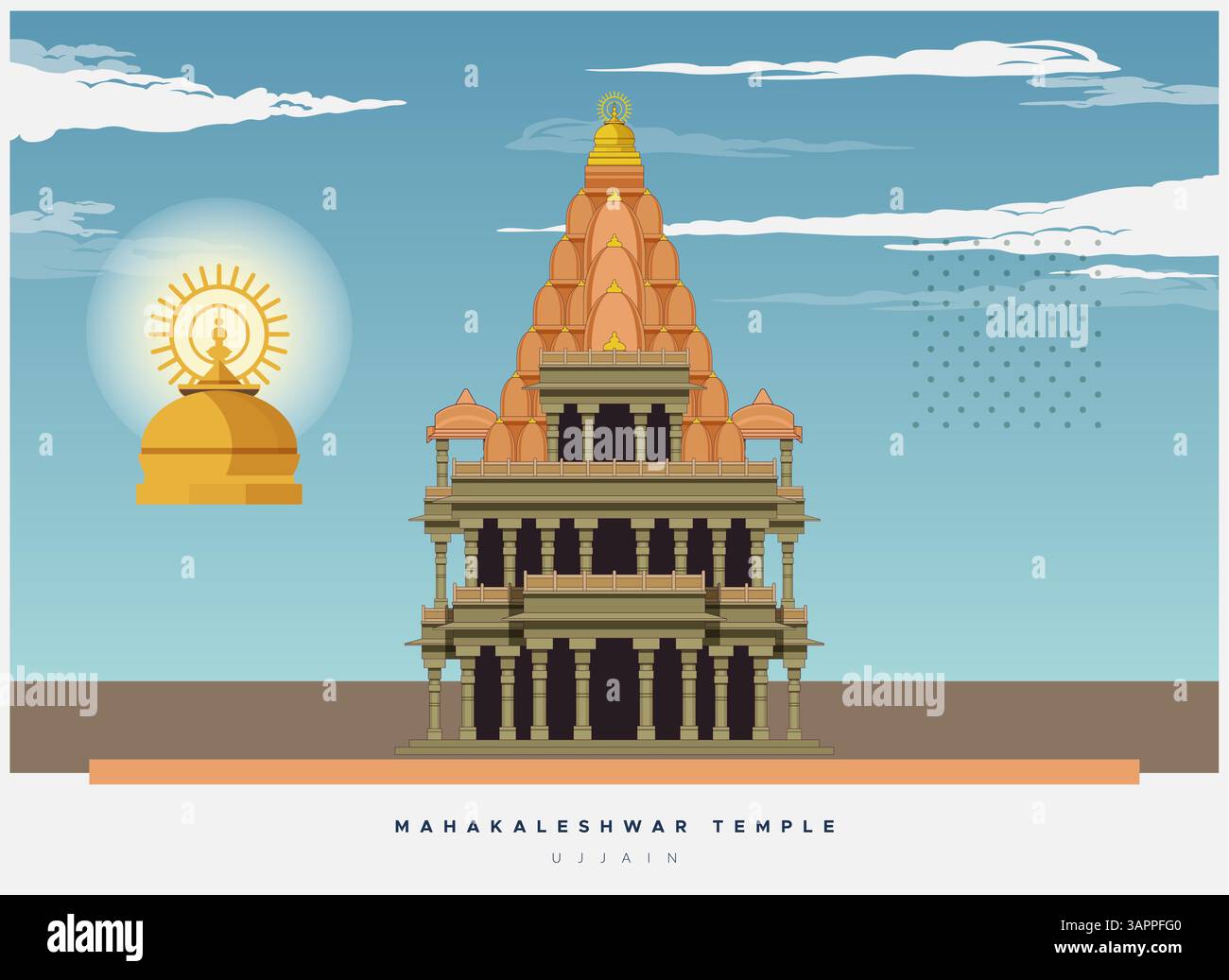Shri Mahakaleshwar Jyotirlinga Temple - Stock Illustration as EPS 10 file Illustrazione Vettoriale