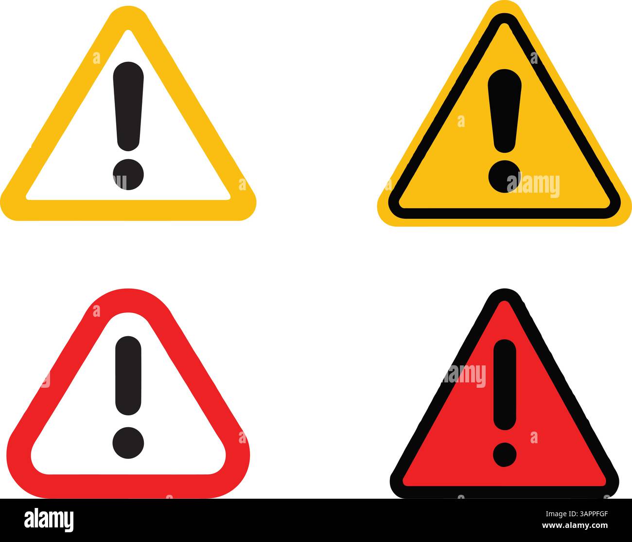 Icona dei segnali di avvertimento Imposta simboli di attenzione, pericolo, sicurezza in formato vettoriale Illustrazione Vettoriale