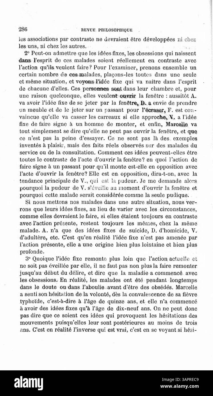"Etude sur un cas d'aboulie et d'idées fix" è un'opera di P. Janet che esamina un caso di aboulia e idee fisse. Il testo si concentra sull'analisi psicologica di un soggetto che soffre di mancanza di volontà e di pensieri ossessivi. Questo studio fornisce informazioni sulle prospettive mediche e psicologiche del tempo, offrendo uno sguardo approfondito a queste condizioni. Foto Stock