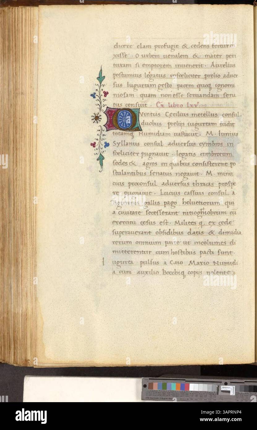 L'epitome della storia romana, in combinazione con l'adattamento di Sesto Rufo della storia di Roma di Livio, riassume la fondazione, l'espansione e la caduta dello stato romano. L'opera discute le figure chiave romane, gli eventi e le conquiste militari, offrendo una narrazione strutturata dello sviluppo politico e militare di Roma. Foto Stock