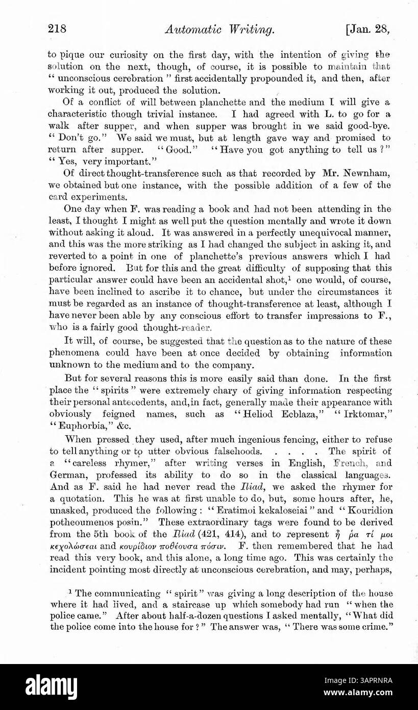Dr. Myers esamina casi che coinvolgono personalità alterate causate da sogni, uso di droghe, disturbi fisici, epilessia o ipnotismo. La recensione si concentra sulla scrittura automatica e su come si collega al sé cosciente e incosciente. Foto Stock