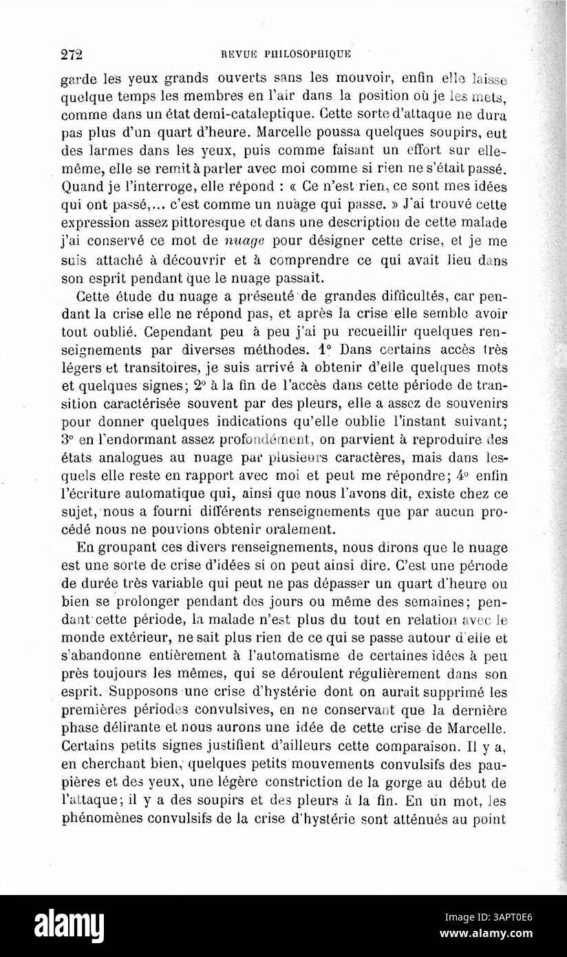 Questo testo di P. Janet esplora un caso di aboulia e idee fisse, concentrandosi su uno studio psicologico del disturbo. Esamina i sintomi, le caratteristiche e le implicazioni di queste condizioni in un contesto clinico. Foto Stock