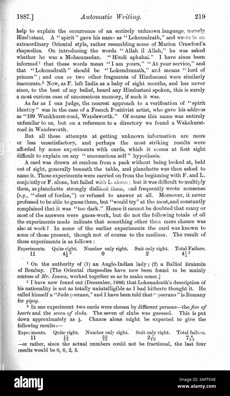 Dr. Myers esamina più casi che coinvolgono personalità alterate causate da sogni, uso di droghe, disturbi fisici, epilessia e ipnotismo. Discute la scrittura automatica e la sua connessione con il sé cosciente e incosciente. Foto Stock