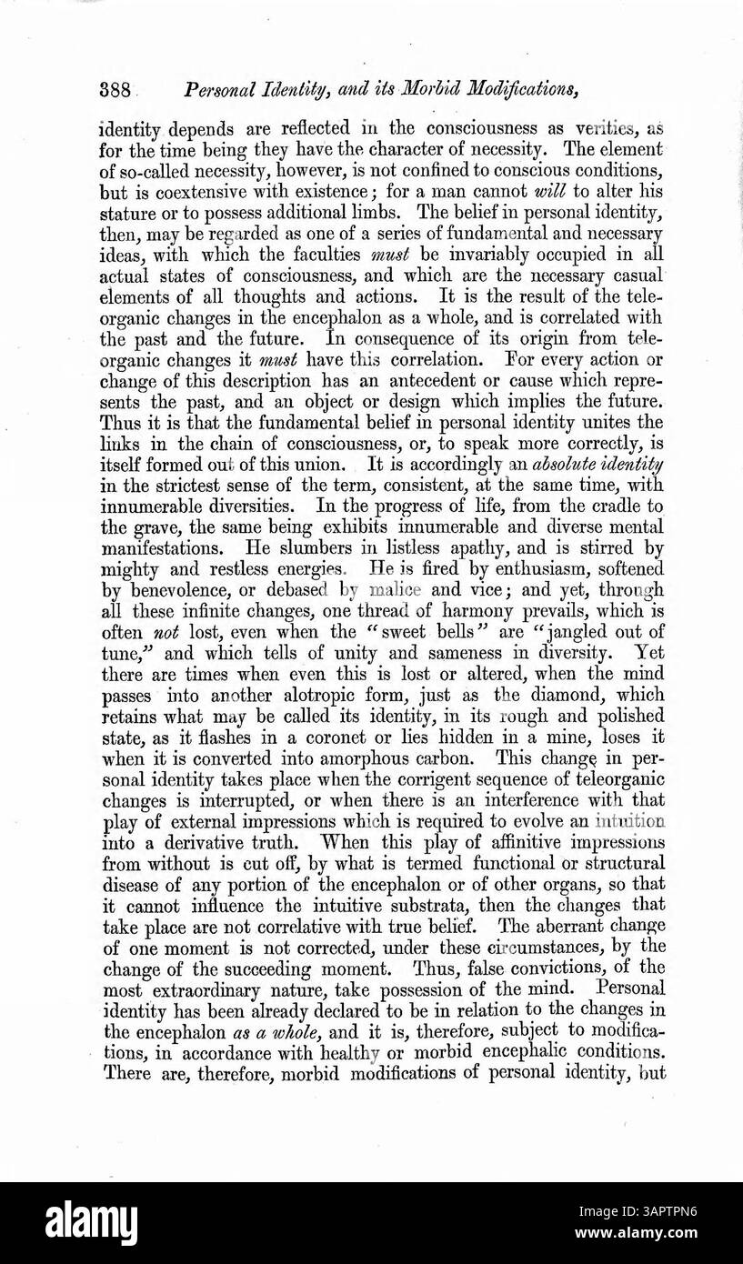Il dottor Browne esamina gli errori dell'identità personale analizzando diversi casi che coinvolgono gli stati svegli e sognanti. Discute di come la doppia coscienza possa essere un errore di identità che richiede ulteriori studi per una maggiore comprensione del fenomeno. Foto Stock