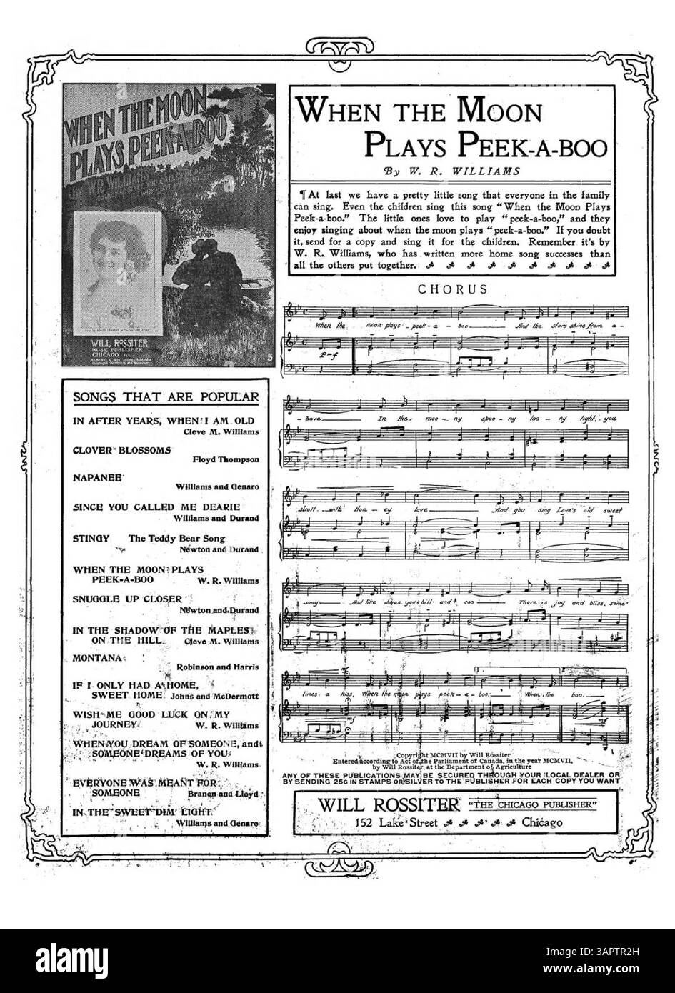 Barn Dance è una trascrizione della canzone When the Moon Plays Peek a Boo di W.R. Williams, accompagnata da varie pubblicità per altri lavori musicali. Foto Stock