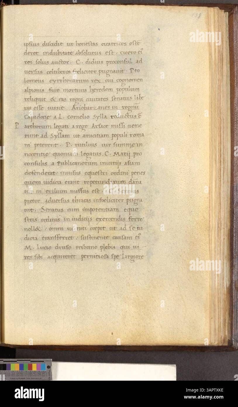 Questo resoconto dell'epitome della storia romana e l'interpretazione di Sesto Ruffus della storia di Roma di Livio presenta una panoramica dettagliata delle dinamiche politiche, militari e culturali dello Stato romano. Si concentra sull'ascesa di Roma, sulle battaglie fondamentali e sulla formazione della società romana. Foto Stock