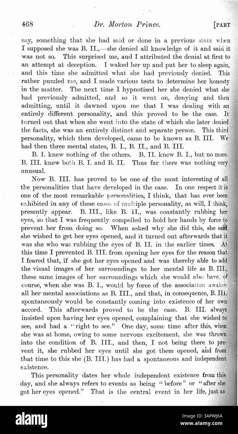 L'indagine del dottor Prince sulle molteplici personalità di Miss Beauchamp spiega l'emergere di Sally e di una terza personalità, esplorando i fattori psicologici e terapeutici che hanno contribuito al loro sviluppo. Foto Stock