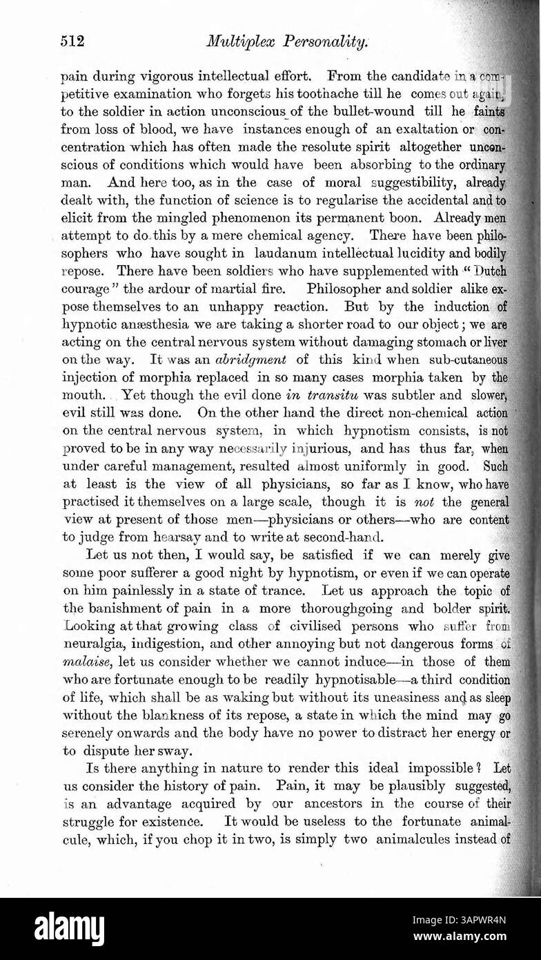 I casi di studio nell'analisi della personalità multiplex del Dr. Myers includono Louis V., la cui epilessia, paralisi e personalità duali sono state innescate da uno spavento, e Felidia X., che aveva una seconda personalità attivata attraverso l'ipnosi. Il dottor Myers confronta i casi, considerando l'interazione tra aspetti biologici e morali della salute mentale. Foto Stock