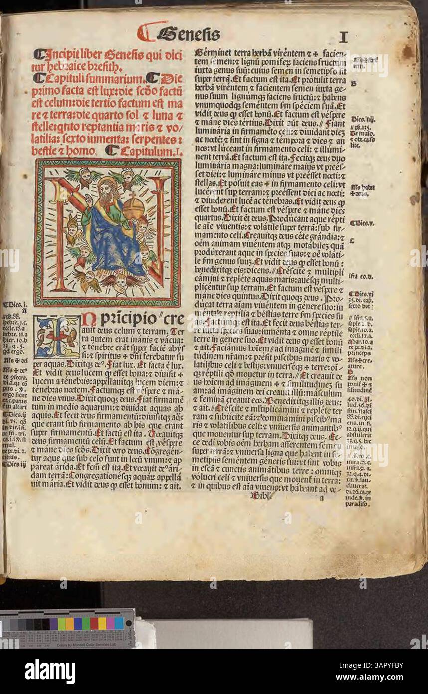 Una versione latina della Bibbia con concordanze sia per l'Antico che per il nuovo Testamento. Questa edizione è tenuta dalla University of Oregon Libraries ed è un testo storico progettato per il riferimento e lo studio delle scritture bibliche con riferimenti incrociati per una navigazione più semplice. Foto Stock