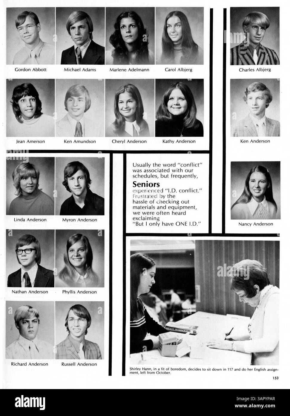 Questo annuario della Kennedy High School cattura gli eventi significativi dell'anno scolastico, tra cui sport, attività extracurriculari, profili di studenti e docenti dal 1972 al 1973. Foto Stock