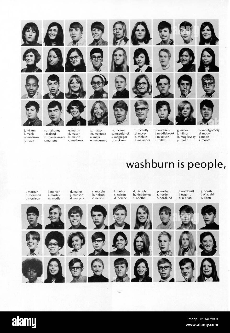 L'annuario Wahian del 1970 della Washburn High School commemora l'anno scolastico 1969-1970, documentando le attività degli studenti, l'atletica e i successi afroamericani nel contesto del movimento per i diritti civili. Foto Stock