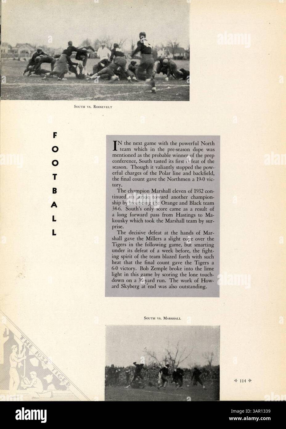 L'annuario "Tiger" del 1934 del South High documenta la vita studentesca, gli insegnanti, i club, l'atletica leggera e gli eventi dell'anno scolastico 1933-1934, con notevoli riferimenti alla storia afroamericana. Foto Stock