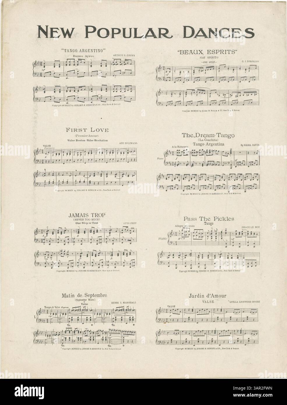 Copertina di "All Aboard for Dixie Land", protetta da copyright nel 1913, con dettagli sul copyright e diritti di esecuzione riservati da Jerome H. Remick & Co Foto Stock