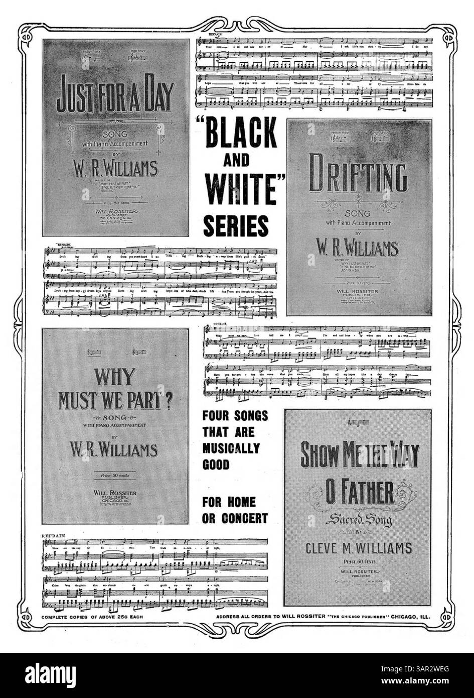 Barn Dance è una trascrizione della canzone When the Moon Plays Peek a Boo di W.R. Williams. Presenta diverse pubblicità, tra cui una per la "Black and White Series" di Will Rossiter, e brani musicali da "Twilight" di WM B. Fassbinder e "in the Valley Where the Daisies Grow" di W.R. Williams, evidenziando la musica popolare e le pratiche editoriali dei primi anni del XX secolo. Foto Stock