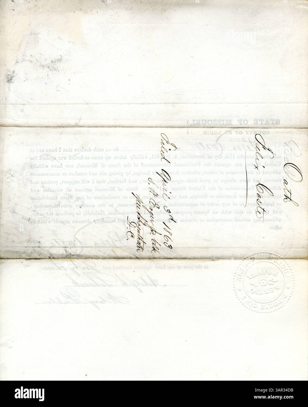 Felix coste di St. Louis, Missouri, giura fedeltà al governo degli Stati Uniti e allo Stato del Missouri. Foto Stock