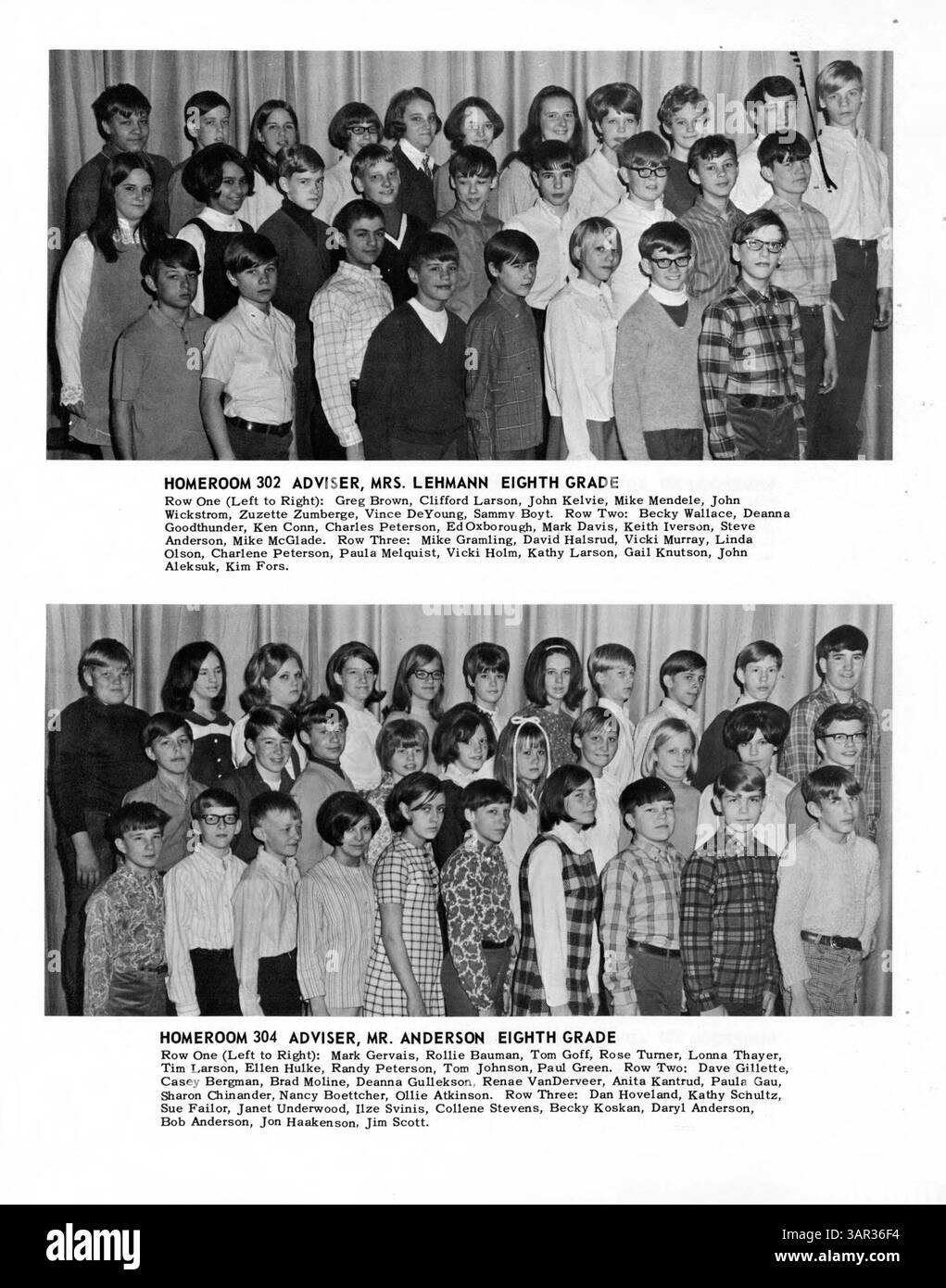 Questa scuola annuale da Folwell Jr. High registra i momenti chiave dell'anno scolastico 1968-1969, comprese le attività degli studenti, il coinvolgimento degli insegnanti e altri eventi significativi. Foto Stock