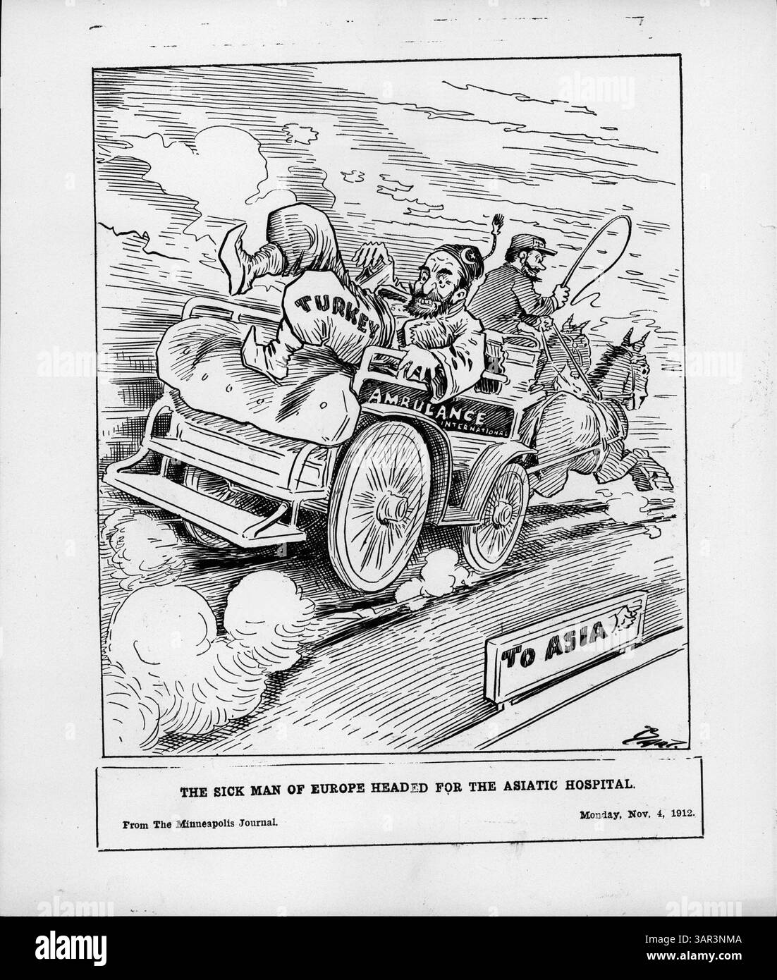La Turchia, in seguito a pesanti sconfitte sul campo di battaglia, cerca un armistizio e si dirige verso l'ospedale Asiatico. Il paese era a rischio di perdere i suoi territori europei, segnalando il declino dell'Impero ottomano. Foto Stock