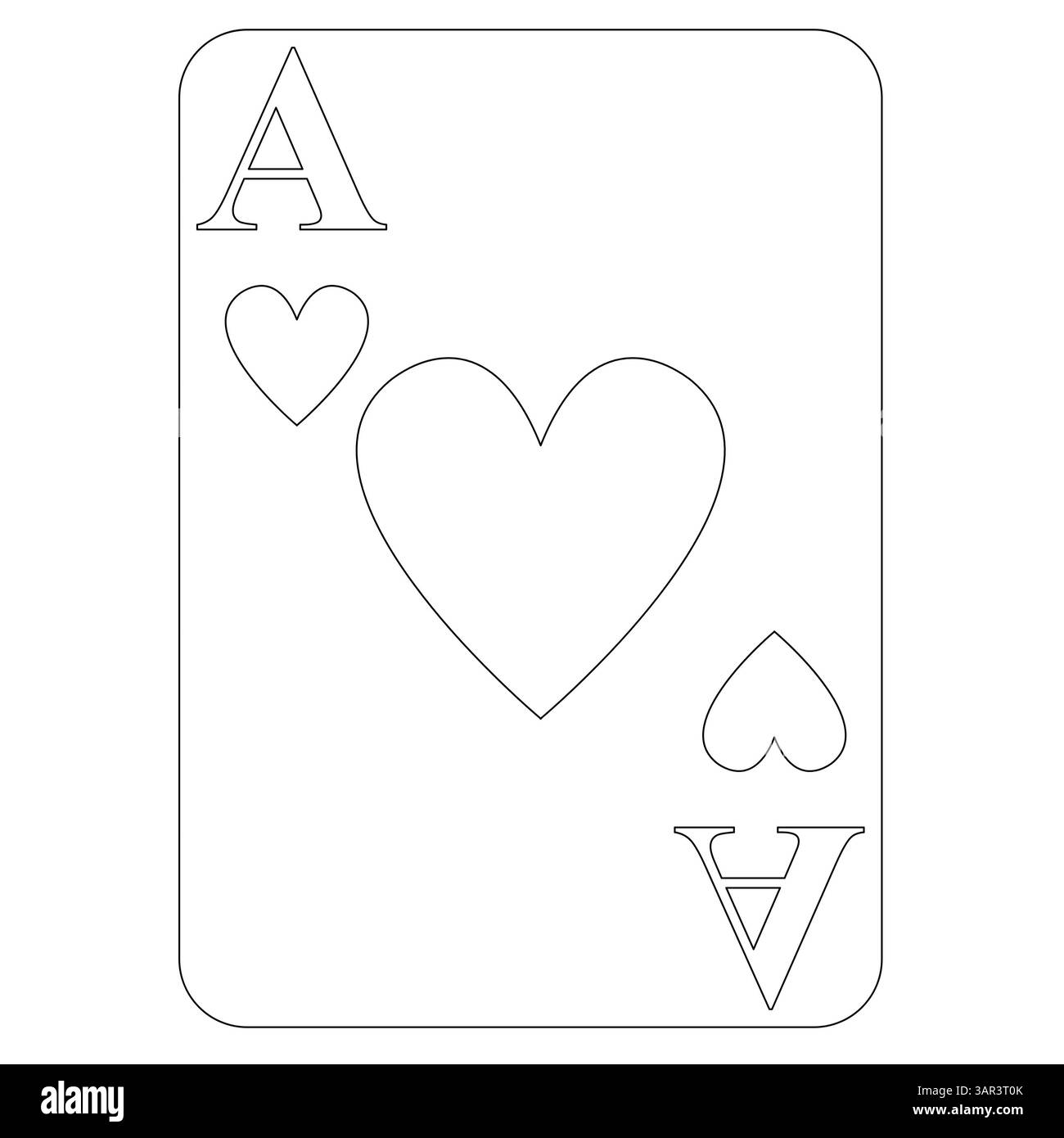 disegno della carta asso del cuore su sfondo bianco Foto Stock