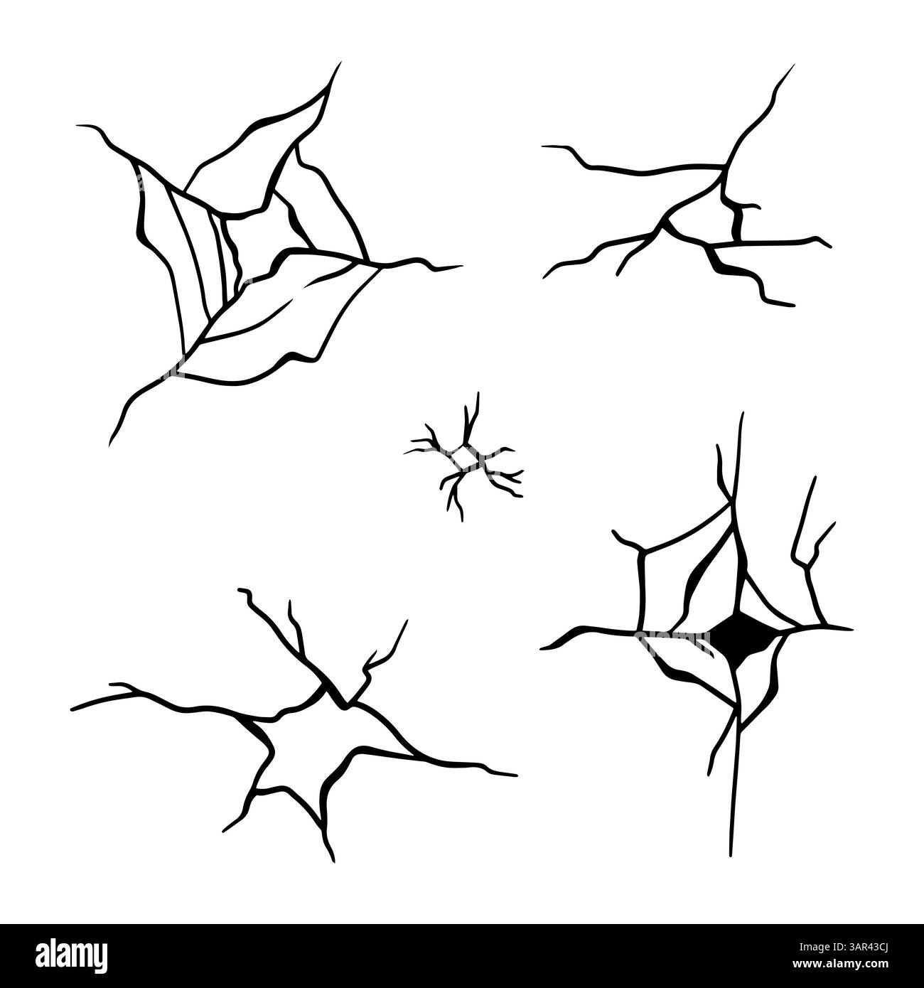 Vetro incrinato disegnato a mano in stile astratto a forma di doodle line, nell'illustrazione vettoriale Illustrazione Vettoriale