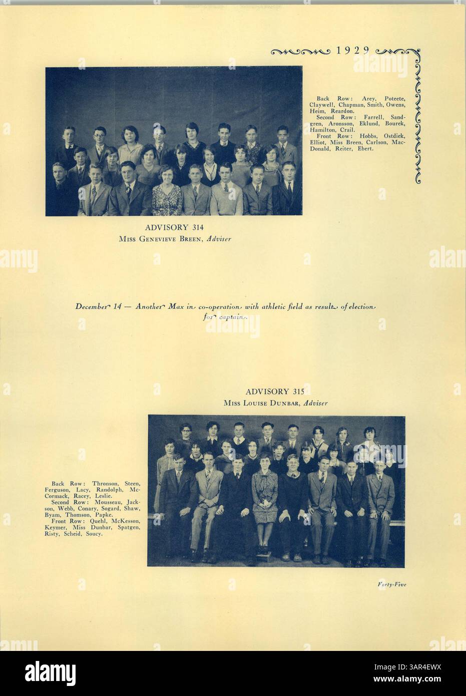 L'edizione di gennaio 1929 dell'annuario "Hesperian" della West High School descrive gli eventi, gli studenti, la facoltà e l'atletica leggera dell'anno scolastico 1928-1929. Foto Stock