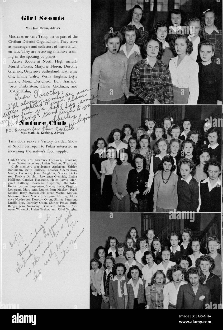 Questa edizione del Polaris Yearbook, dal 1943, mette in evidenza gli eventi chiave, i risultati accademici e atletici degli studenti del North High durante l'anno scolastico 1942-1943, con un focus sulla storia afroamericana. Foto Stock