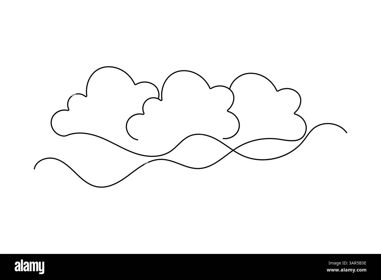 Illustrazione vettoriale grafica a una linea continua con simbolo nuvola minimo Illustrazione Vettoriale