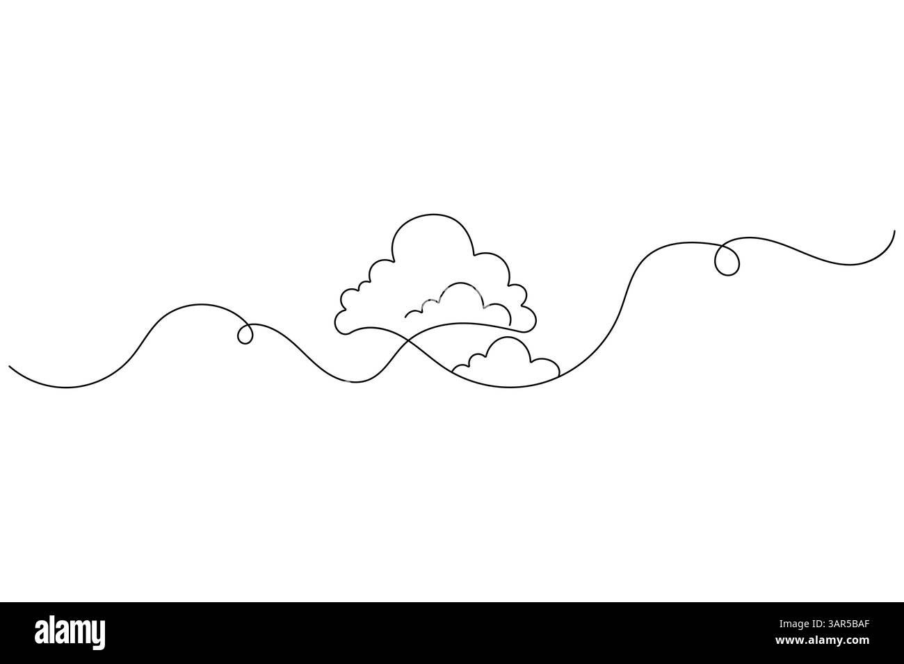 Illustrazione vettoriale grafica a una linea continua con simbolo nuvola minimo Illustrazione Vettoriale