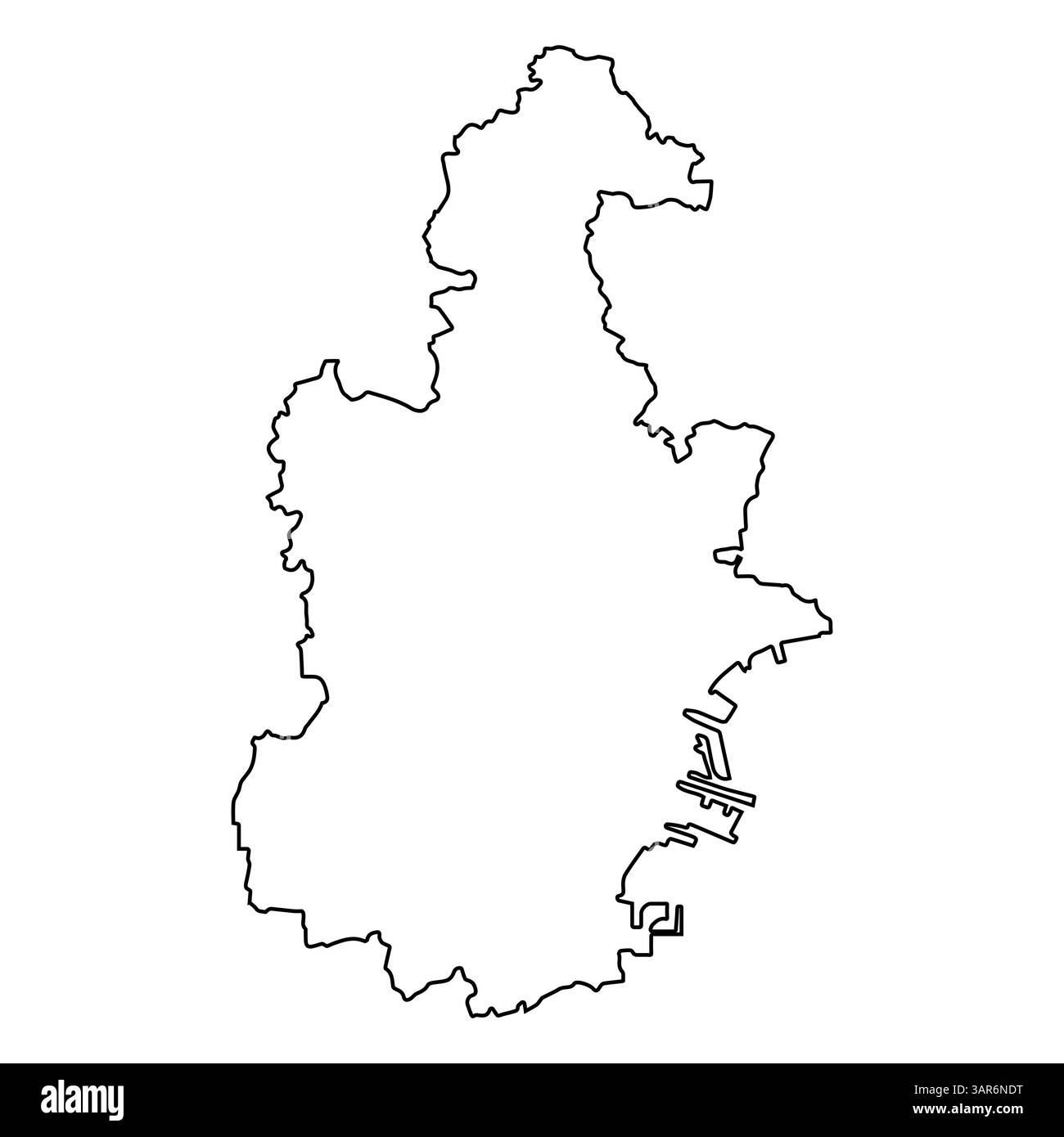 Mappa Black Outline della municipalità di Tianjin in Cina Illustrazione Vettoriale