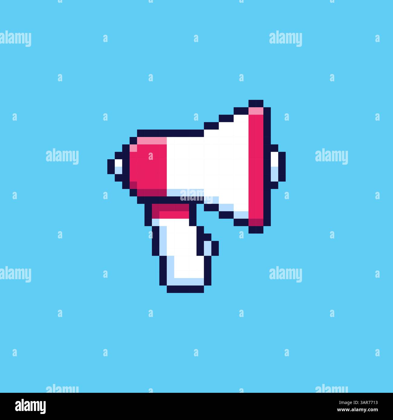 Design delle risorse di gioco con megafono pixel art Illustrazione Vettoriale