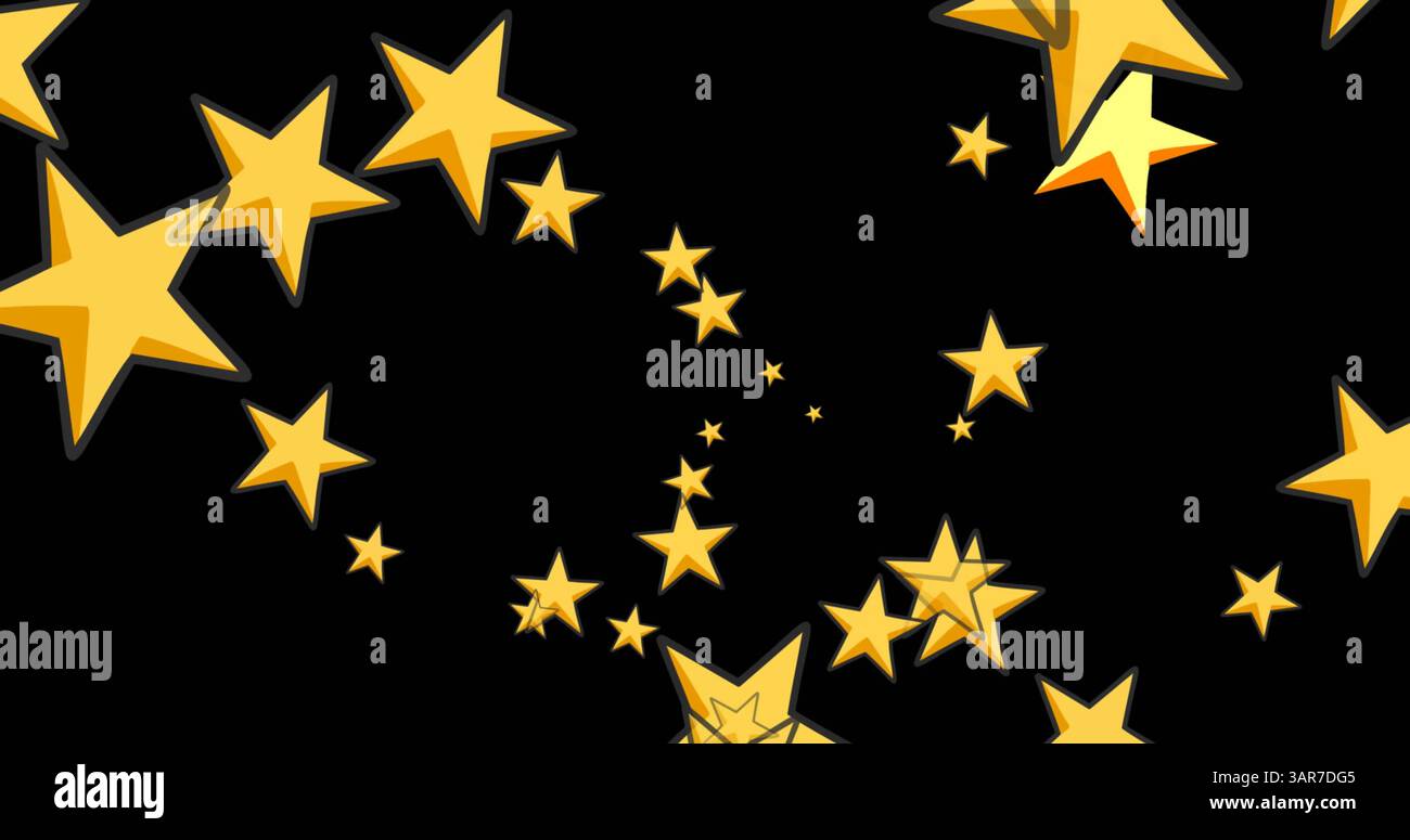 Immagine di stelle cadenti su sfondo nero Foto Stock