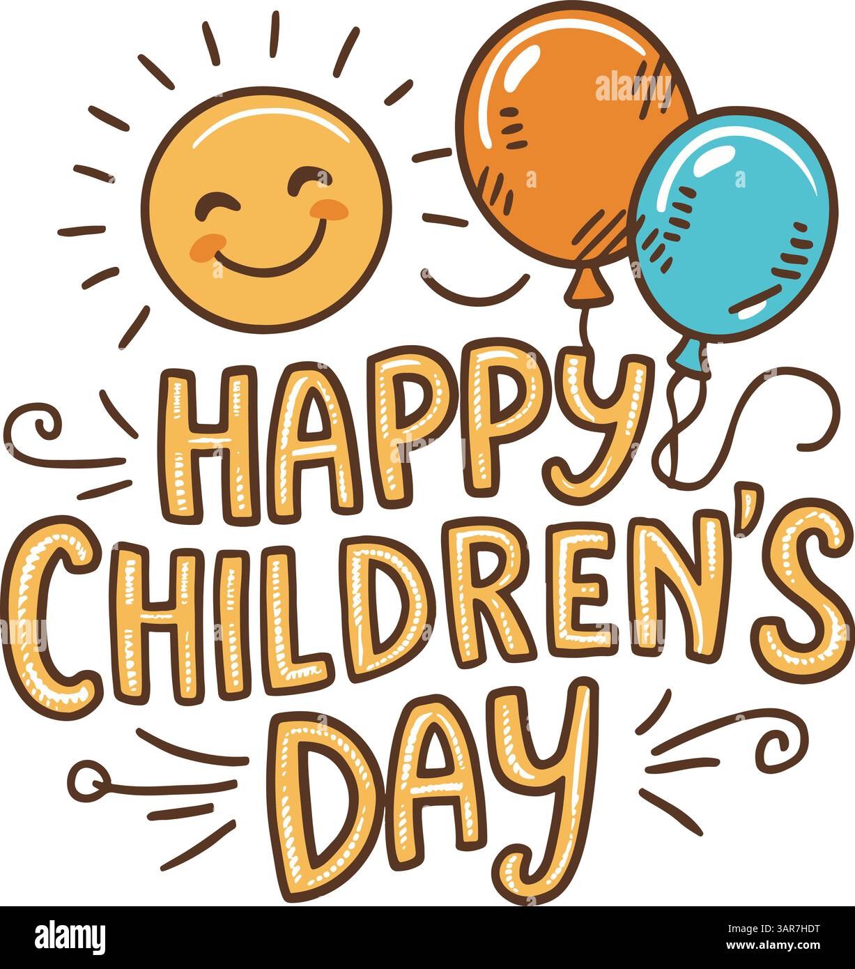 Buona giornata dei bambini. Biglietto d'auguri per la giornata dei bambini. Felice giornata dei bambini per le celebrazioni internazionali dei bambini. Illustrazione Vettoriale