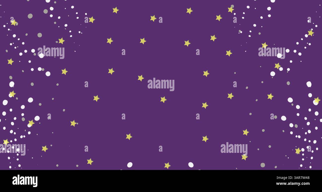 Immagine di stelle cadenti su sfondo viola Foto Stock