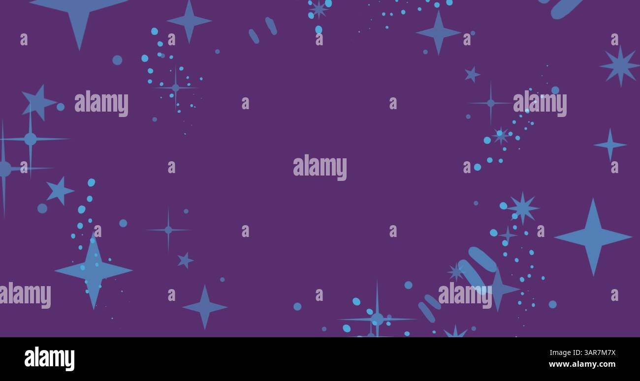 Immagine di stelle cadenti su sfondo viola Foto Stock