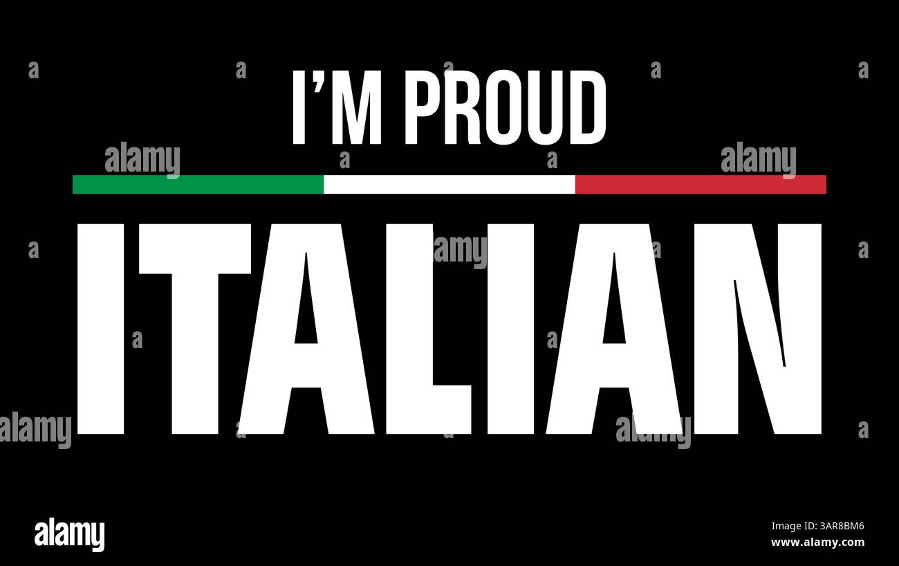Io sono orgogliosa italiana. T-Shirt design per orgoglio italiano. Illustrazione Vettoriale