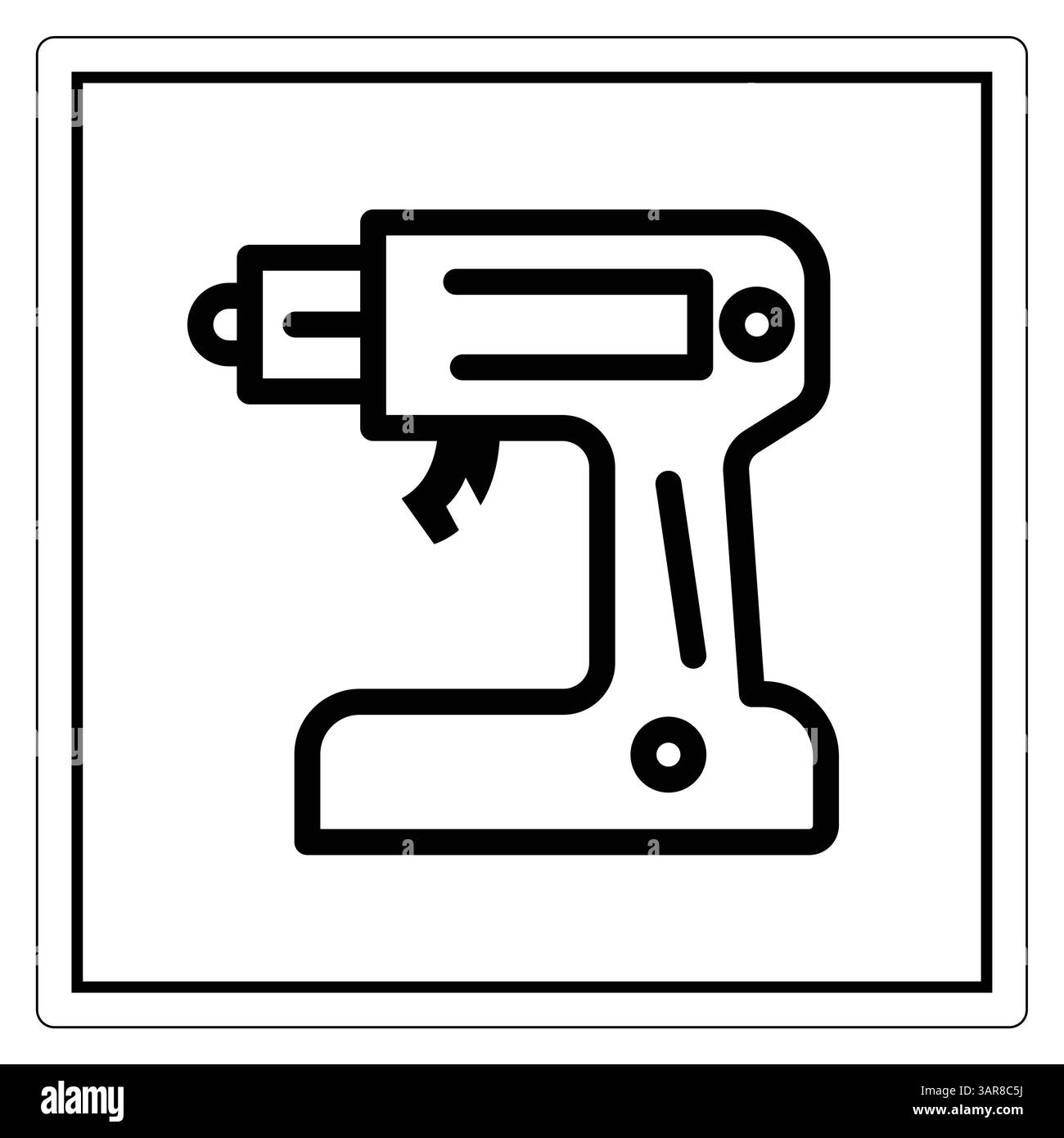 Questa immagine presenta un semplice disegno lineare di una pistola per colla a caldo portatile, ideale per la creazione di progetti fai da te. Perfetto per artisti e creatori. Illustrazione Vettoriale