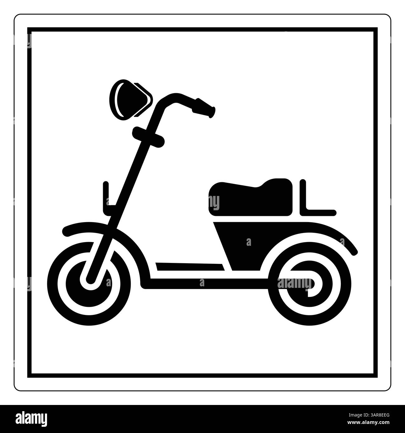 La silhouette elegante di uno scooter d'epoca con un'unica sella, perfetta per aggiungere un tocco di fascino rétro a progetti di design o materiali di marketing. Illustrazione Vettoriale