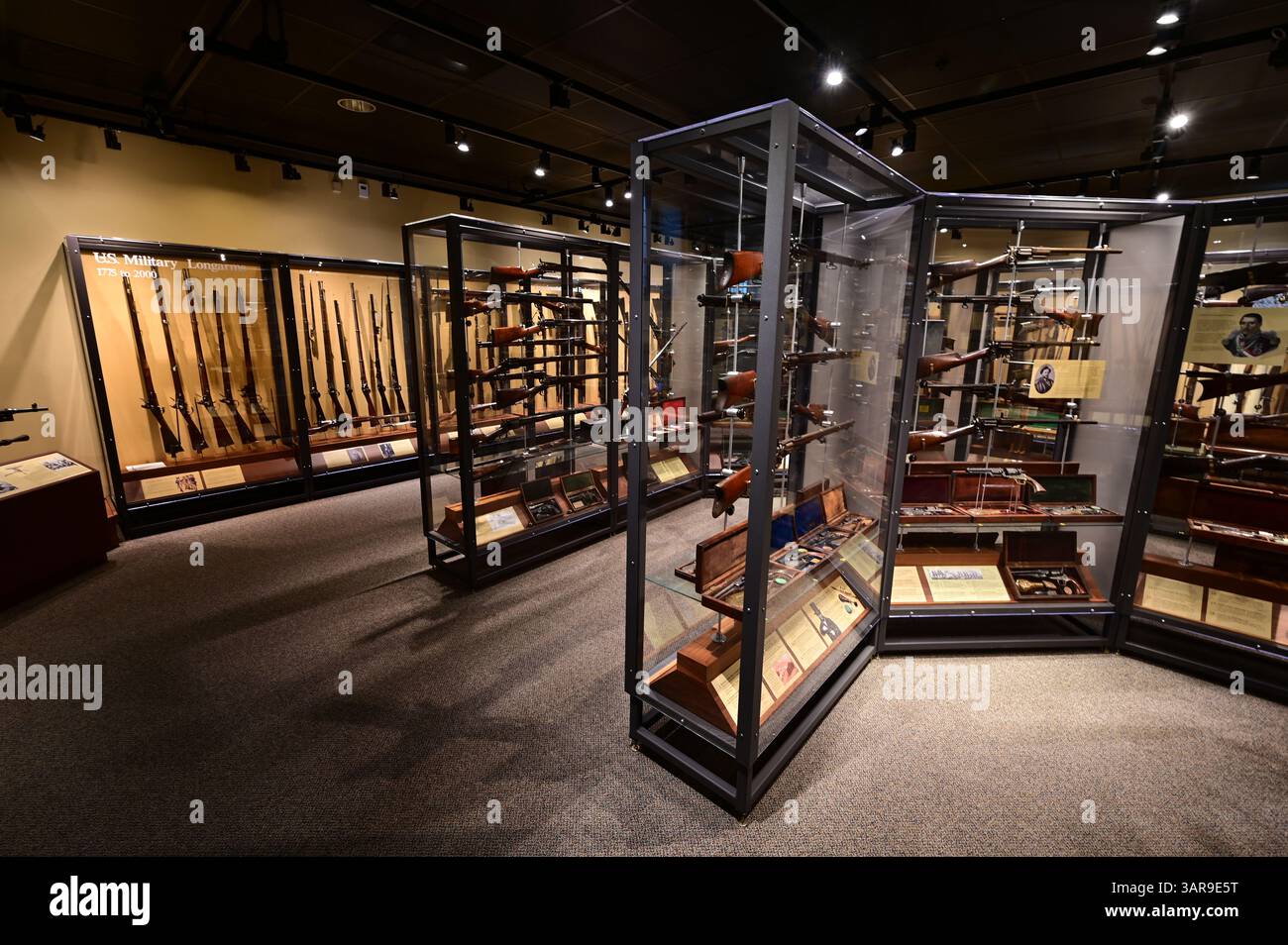 Casi di pistola al museo del Virginia Material Institute. Foto Stock