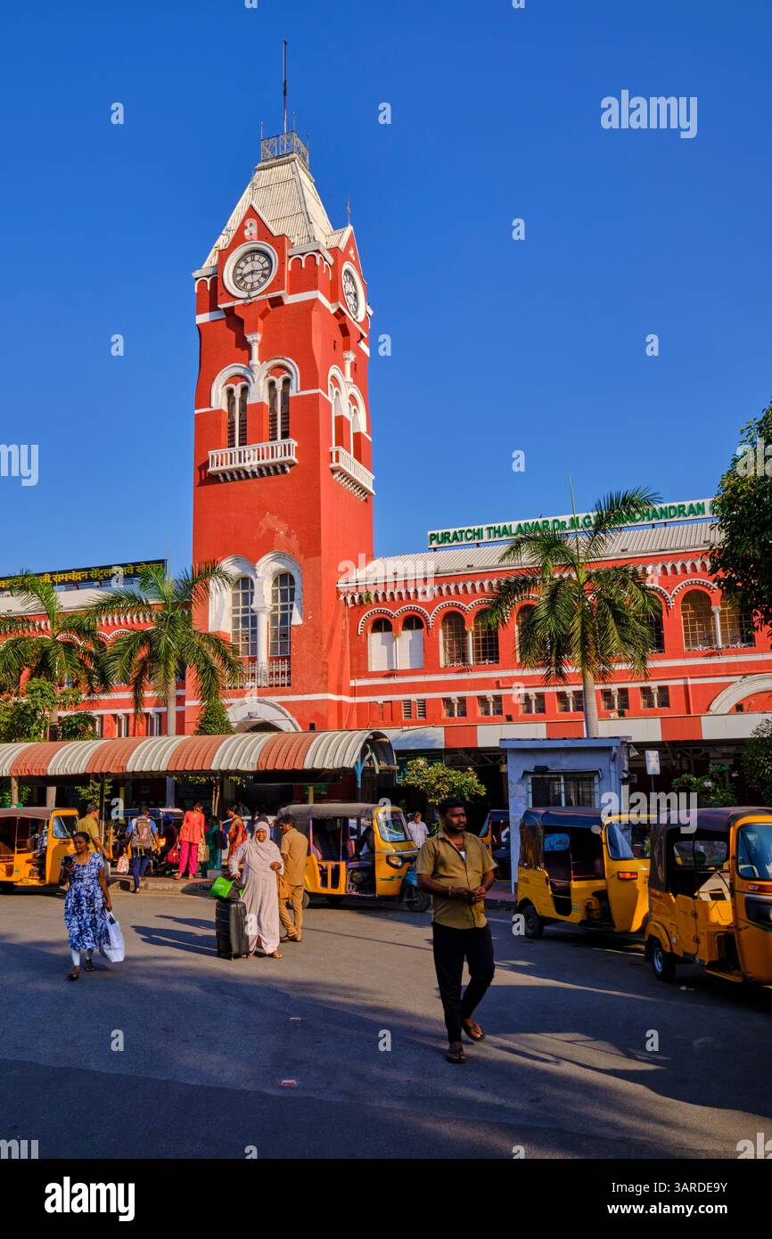 India, Stato Tamil Nadu, Chennai (Madras), stazione ferroviaria centrale Foto Stock