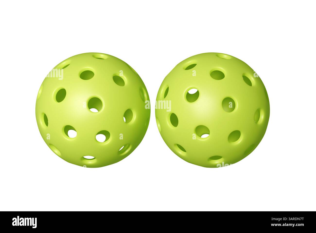 Due palline da picchetto verde brillante pronte per una partita divertente. rendering 3d. Foto Stock