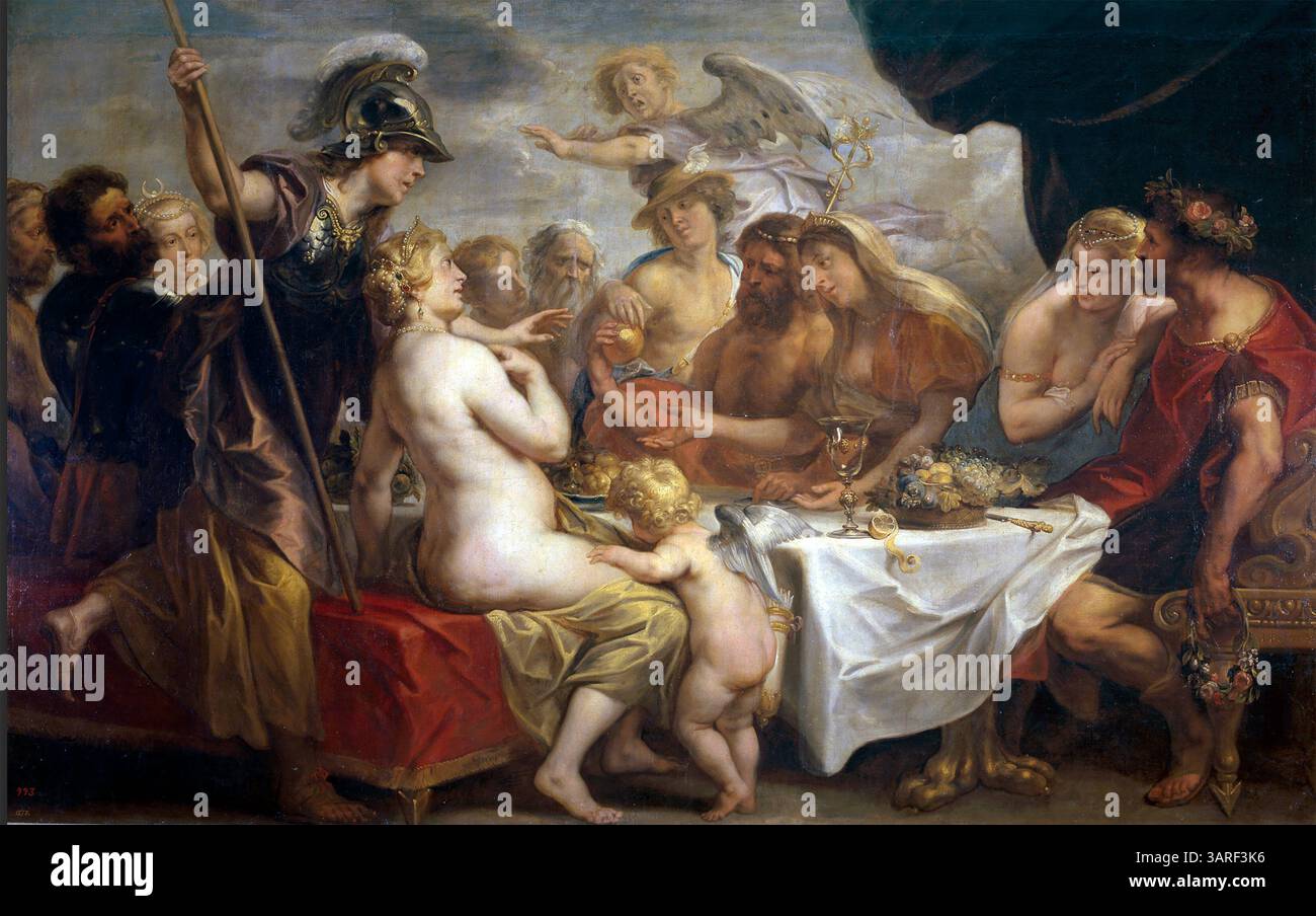 LA MELA D'ORO DELLA DISCORDIA 1636 [dipinto dell'artista fiammingo Jacob Jordaens (1593-1678) Foto Stock