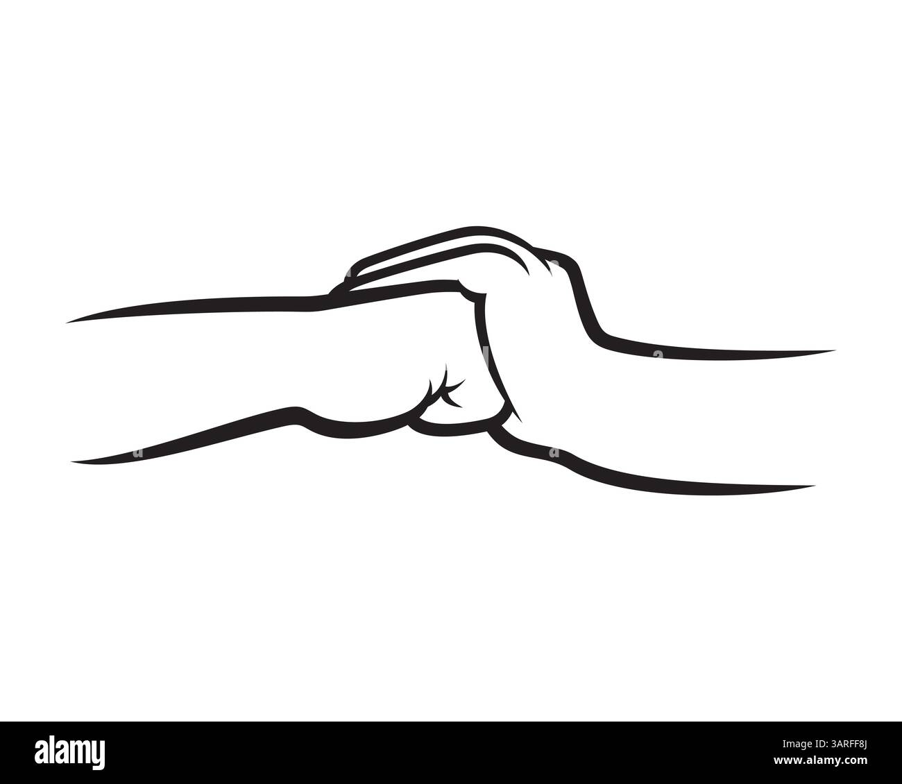 Posa a mano con pugno e silhouette Illustrazione Vettoriale