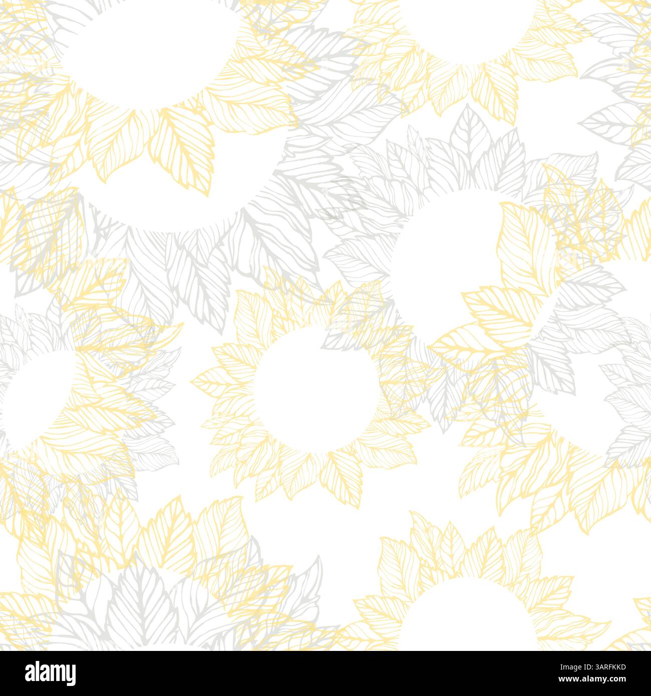 Sfondo beige astratto senza cuciture foglie di fiori. Moderno motivo floreale con stampa floreale. schema di disegno a mano. Non ai, illustrazione vettoriale Illustrazione Vettoriale