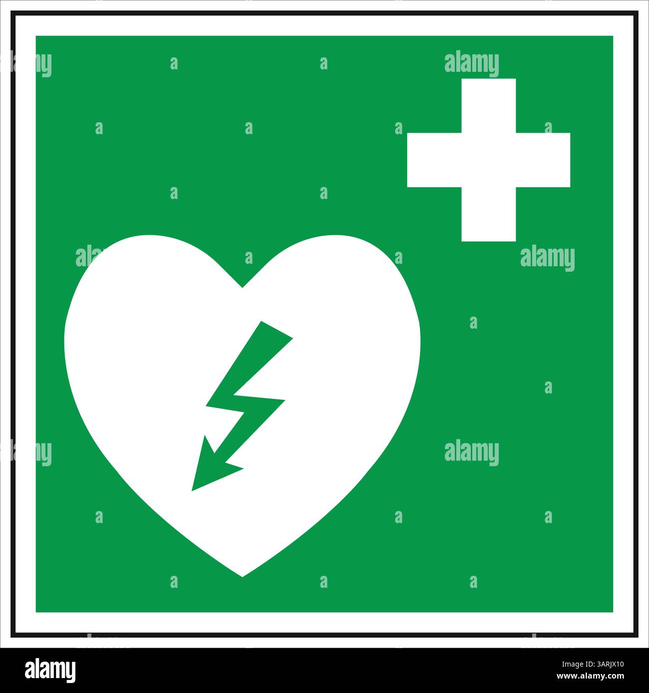 Segnale internazionale del defibrillatore semiautomatico esterno che indica la presenza di un defibrillatore Illustrazione Vettoriale