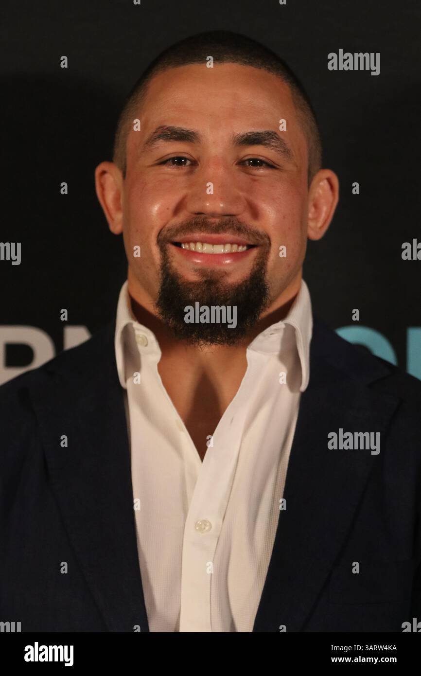 Sydney, Australia. 17 aprile 2025. Robert Whittaker (ex campione UFC) partecipa alla festa di lancio di ESPN su Disney+ al Venue Alexandria. Crediti: Richard Milnes/Alamy Live News Foto Stock